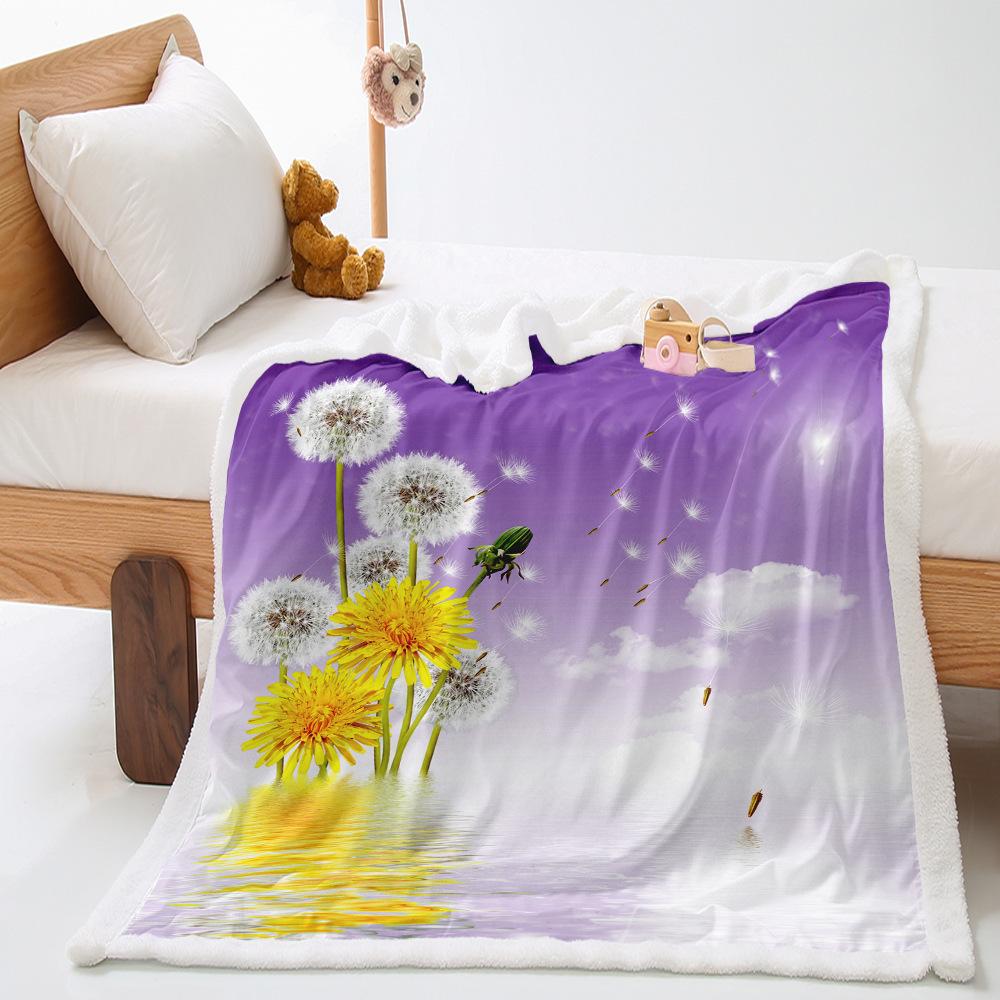 Sunflower Pastoral 2D Digital Printing Lamb Fleece Blanket Thickened Crystal Fleece Blanket