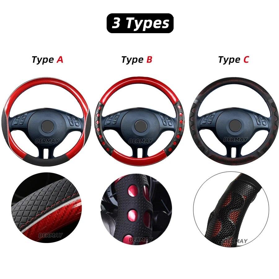 For BMW E46 3 Series M3 DERMAY Car Steering Wheel Cover Microfiber Leather+Carbon Fiber 16 Colors High Quality Auto Accessories