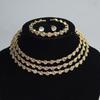 Gold & Silver Rhinestone Jewelry Set: Choker, Bracelet, Stud Earrings, & Necklace