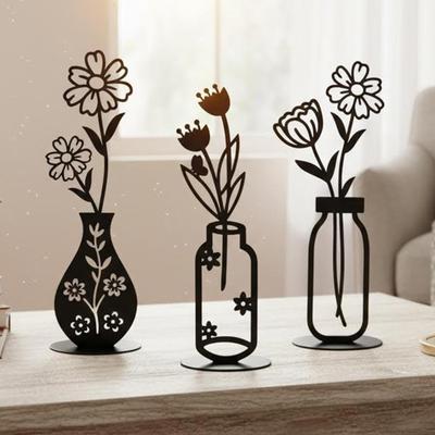 Iron Flower Sculpture Flower Vase Ornaments Flowers In a Vase  Table Decor Home Decor for Living Room Bedroom Decoration