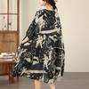Short Sleeve Plus Size Cotton Linen Vintage Floral New In Dresses for Women Casual Loose Midi Summer Dress
