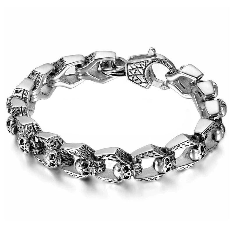 Stainless Steel Bracelet Vintage Personality Punk Skull Bracelet Hip Hop Rock Men's Bracelet