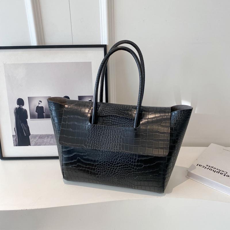2025 Large Capacity Women s Stone Texture Retro Tote - Trendy Korean Style Handbag чёрный