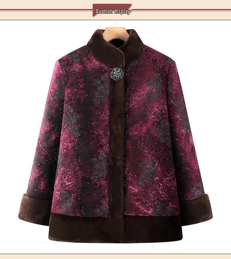 Winter Cotton Outerwear for Middle-Aged & Elderly Women: Grandma's Coat, Seniors' Jacket, Mom's Fleece-Enhanced Suit, Perfect for Autumn & Winter.