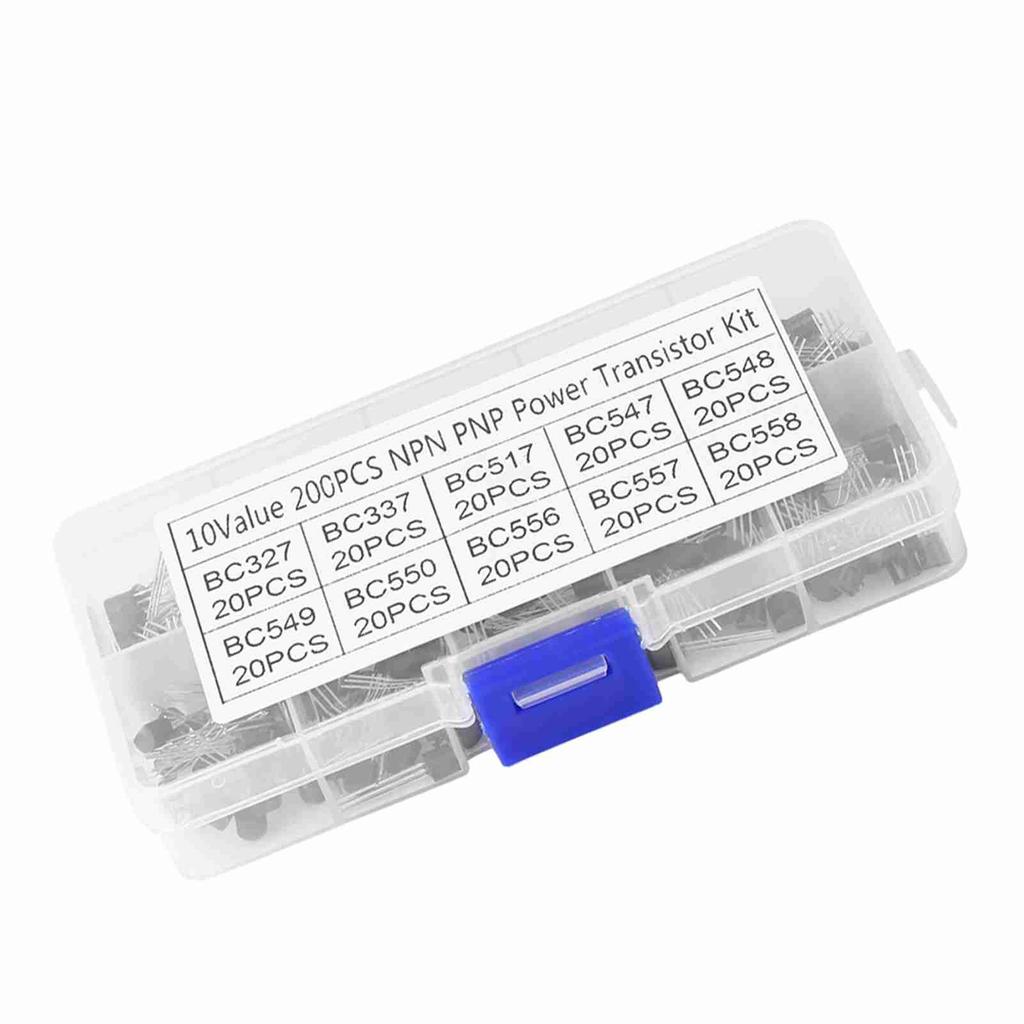 200pcs 10 Values NPN PNP TO‑92 BC327‑BC558 Transistor Assortment DIY Kit