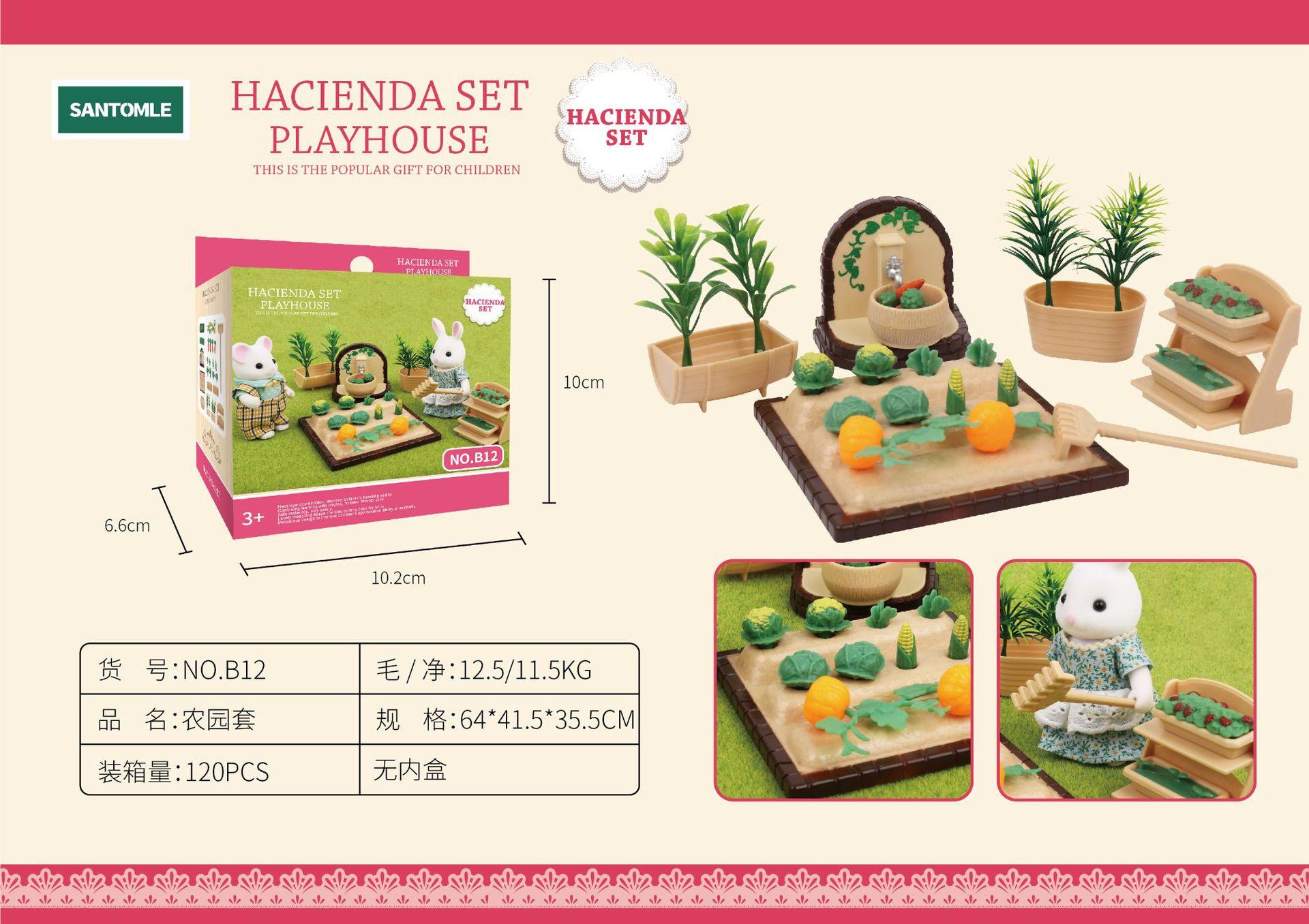 Waldhaus Tierfamilie Mini Kaninchen Villa Wohnbereich Küche Schlafbereich Garten Mikro Möbelset Mädchen Rollenspiel Interagieren Mit Spielzeugmodell