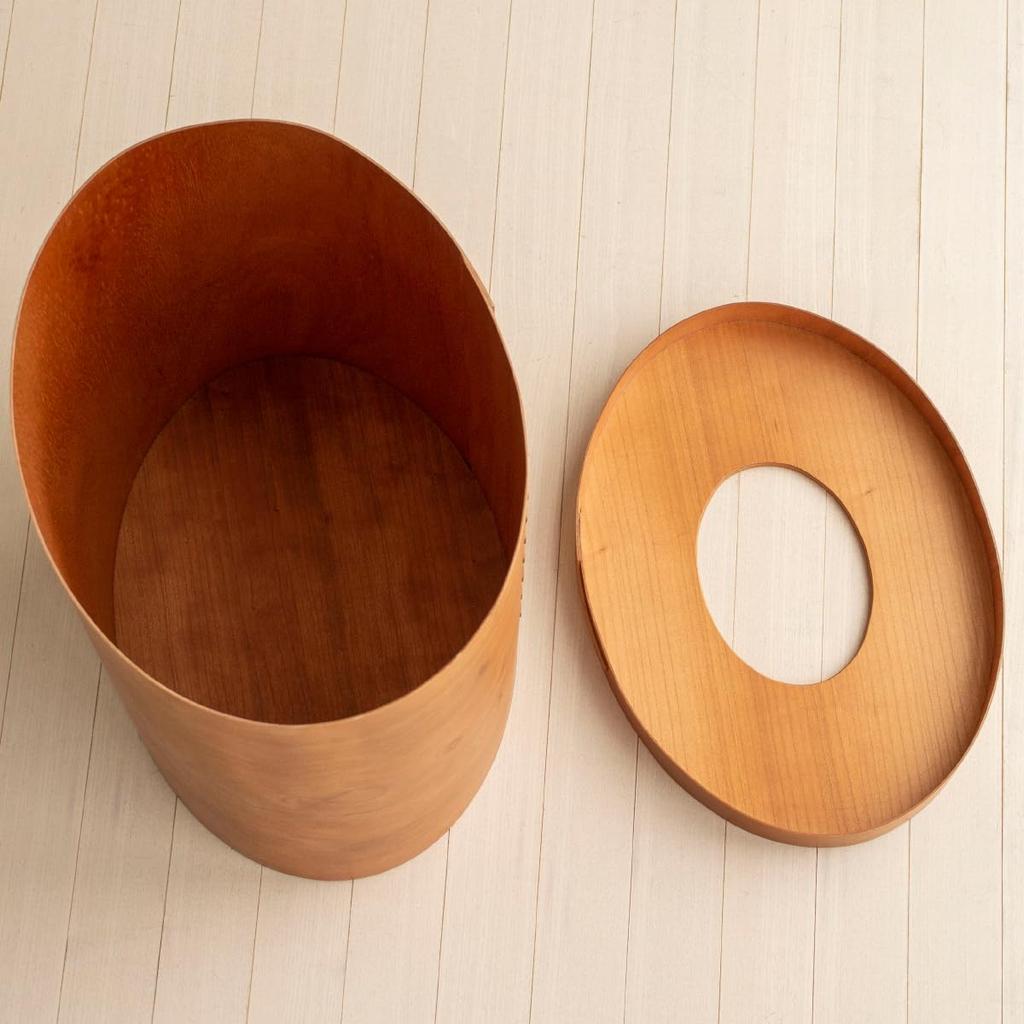 AXCIS Shaker Shaker Trash Can with Natural Wood Storage Handmade Dustbin, Box, Lid, Box,