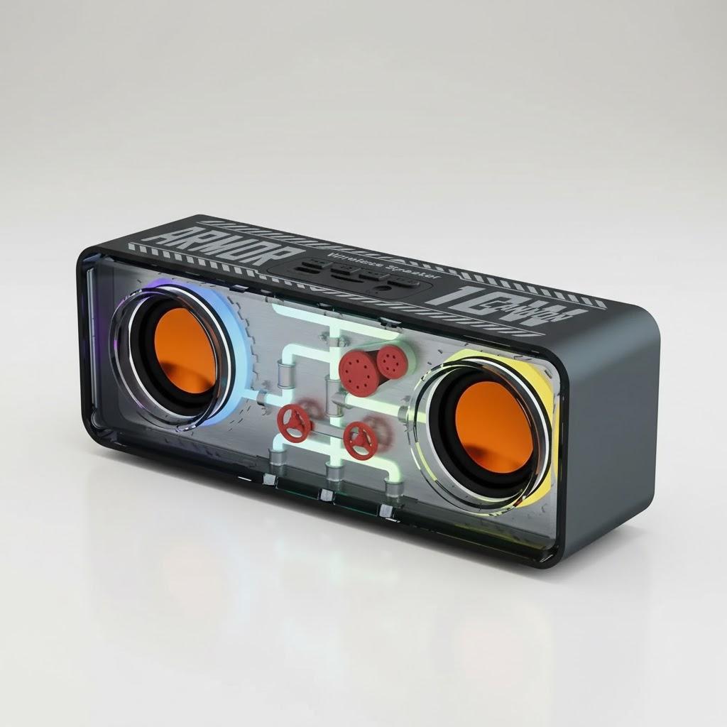 Transparent Mecha Wireless Bluetooth Speaker Home Computer E Sports Colorful Light Steel Cannon Bass Diaphragm