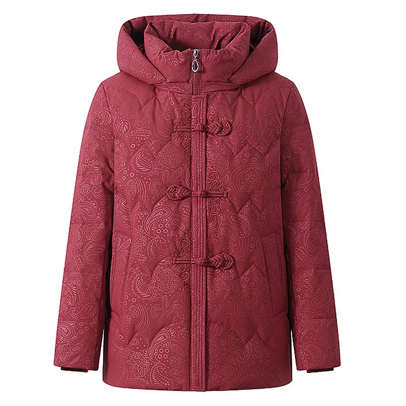 Middle Age Women Winter Short Down Coats Vintage Plus Size Parkas Hooded Elegant Thick Warm Down Jackets Woman Outerwears