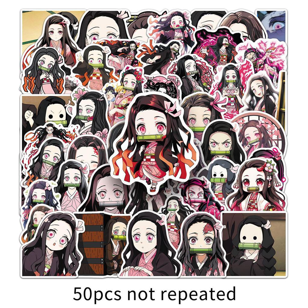 50 Nezuko Cartoon Stickers - Demon Slayer Anime Decorations for Phone Cases & Water Cups