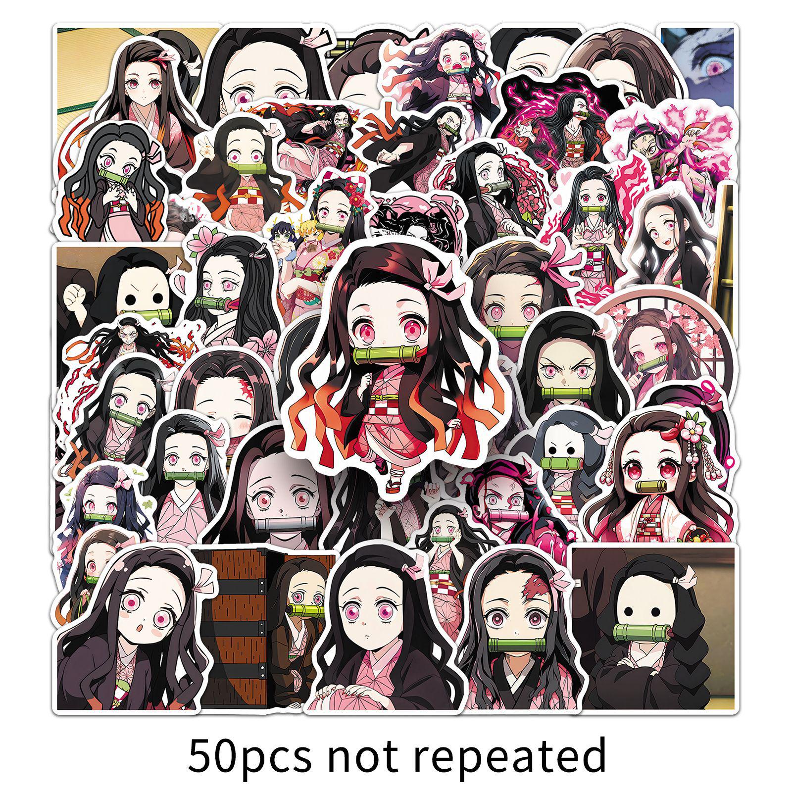 50 Nezuko Graffiti Stickers: Japanese Anime Jujutsu Kaisen Decor for Notebooks & Phones