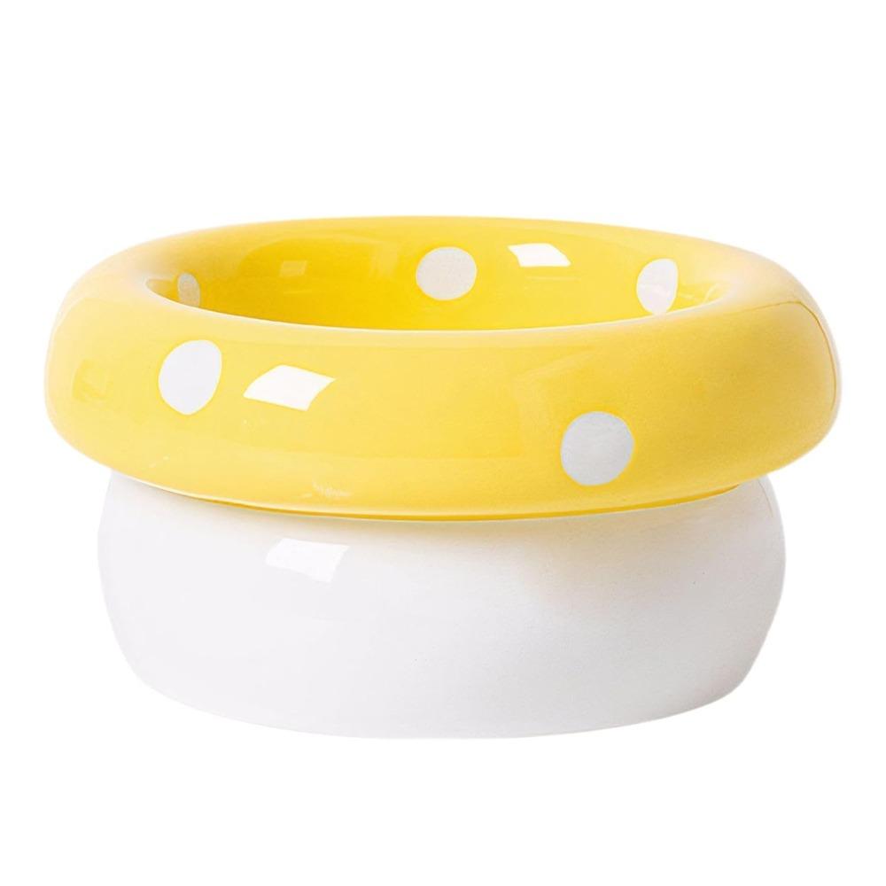 

for Comfortable Eating Elevated Feeder with Raised Base Cat Bowl for Cats and Small Dogs жёлтый