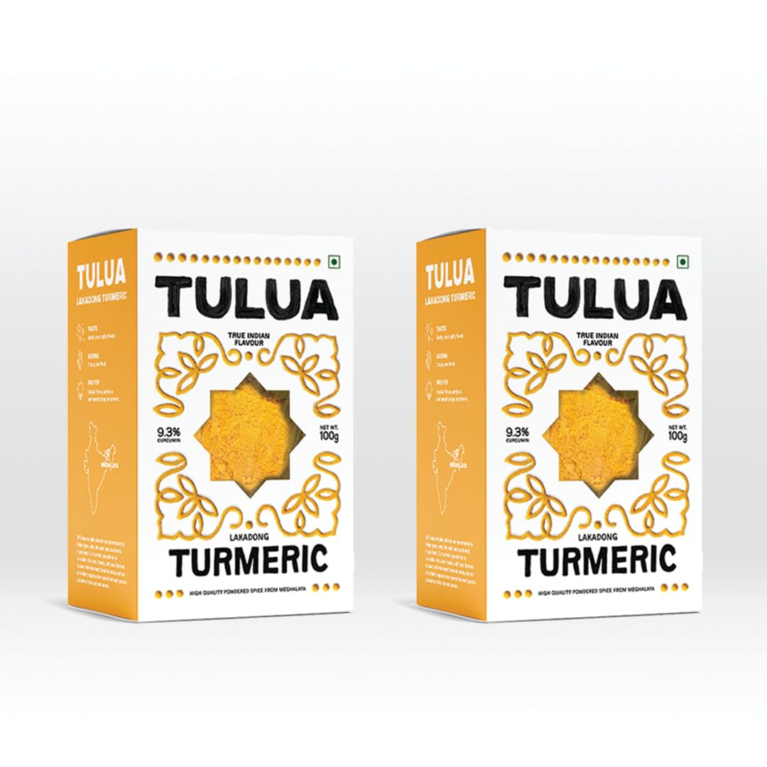 

Tulua Lakadong Turmeric Premium Powder (Haldi) - 100gm Each Pack of 2 | (9-12%) High Curcumin Content | Sourced From Meghalaya | 100% Natural and