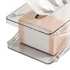 Tissue Box Cover Spring Auto-Lift Paper Towels Container Clear Decorative Tissue Box Covers for Dresser Dining Table Bedside