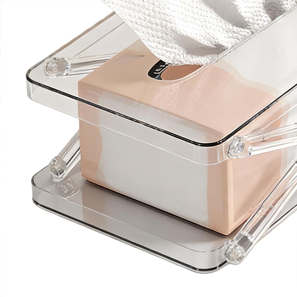Tissue Box Cover Spring Auto-Lift Paper Towels Container Clear Decorative Tissue Box Covers for Dresser Dining Table Bedside