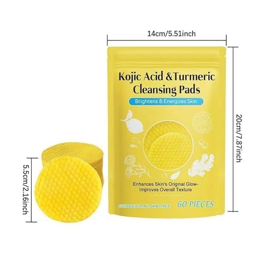 SAMUSAGYA urmeric & Kojic Acid Face Cleansing Pads for Dark Spots, Skin Brightening & Acne Prevention Vitamin C, Retinol & Chamomile Hydrolat For W