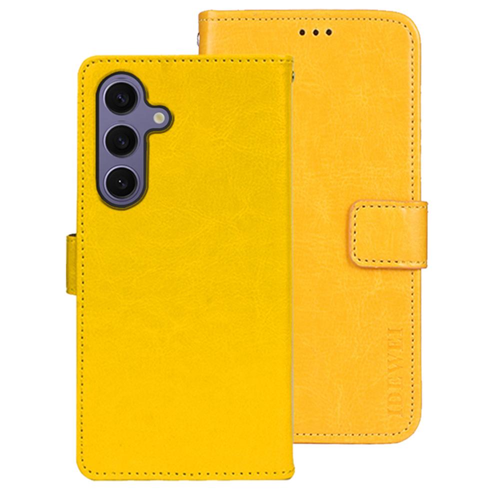 IDEWEI For Samsung Galaxy S25 Stand Case Crazy Horse Texture Leather Phone Cover