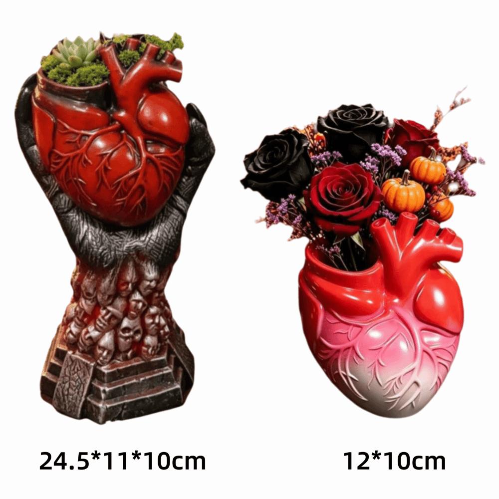 Gothic Style Resin Vase Heart-shaped Flower Pot Heart-shaped Vase Halloween Gift