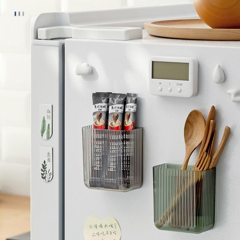 Magnetic Wall Mounted Storage Box, Kitchen And Bathroom Storage Rack, Non Perforated Refrigerator, Side Cutlery Storage Rack