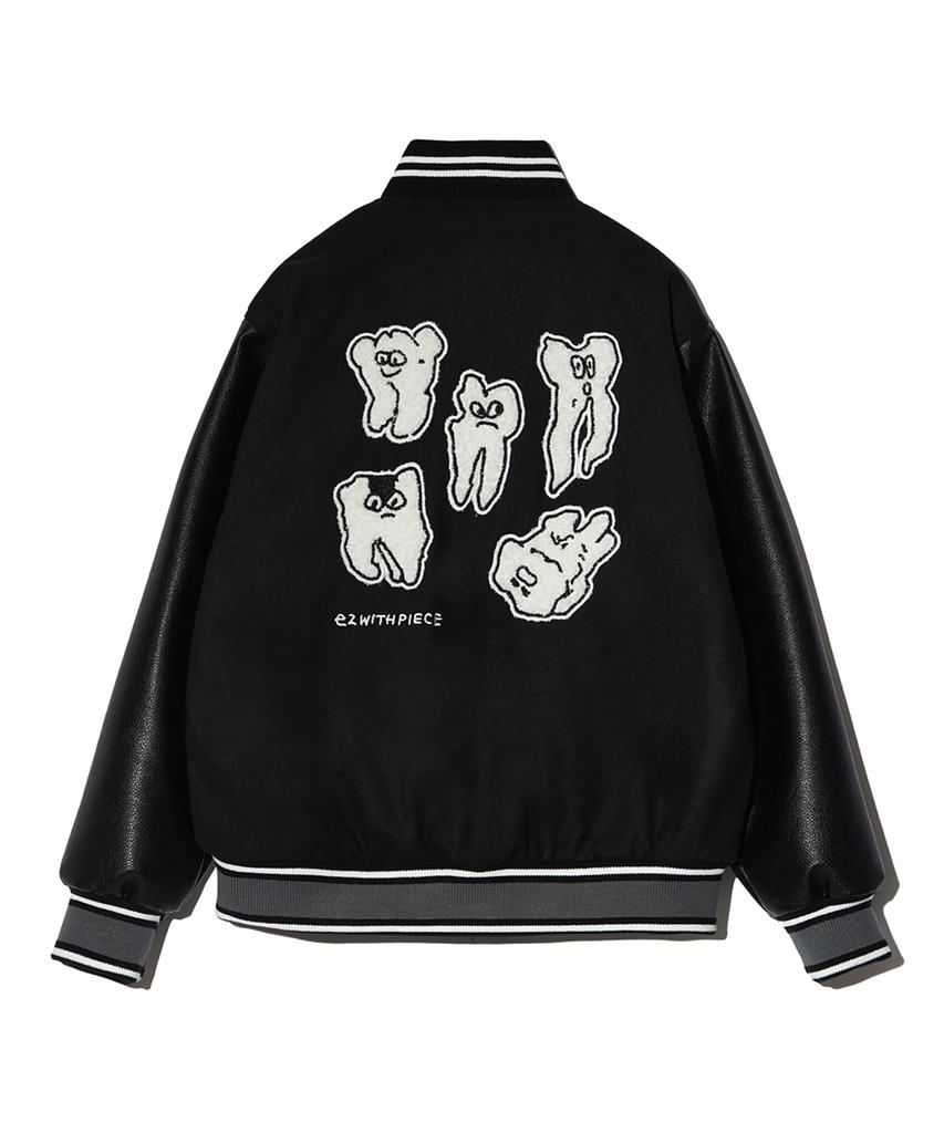 Peace Maker Teeth Varsity Wool Jacket (Black)