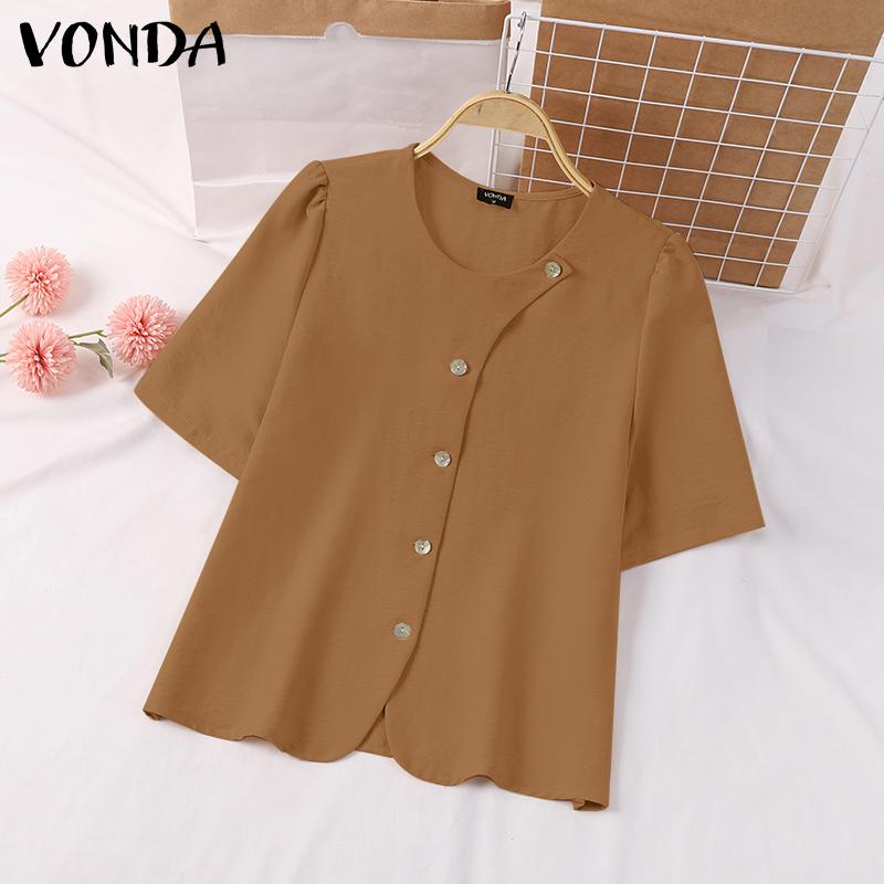 

Летние женские повседневные рубашки VONDA с ​​короткими рукавами, блейзеры, топы