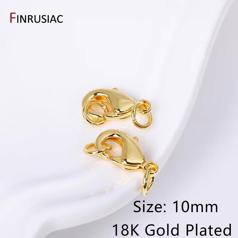 

10/12mm Lobster Clasp Claw Clasps 14k/18k Gold Plated Brass Lobster Clasps With 4mm Closed Rings For DIY Jewelry Making Supplies 10 pieces