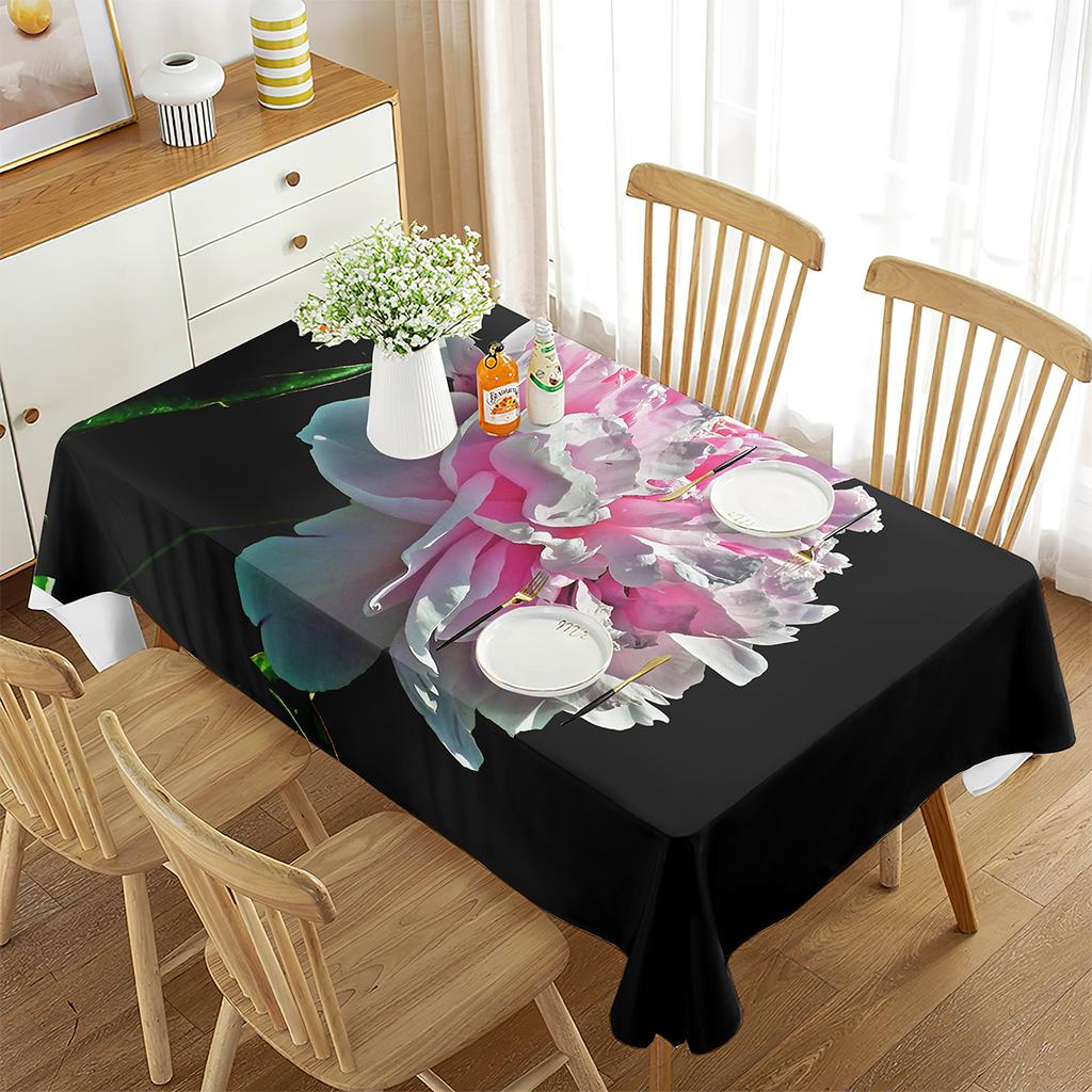 Purple Peony Flowers Tablecloth for Dining Room Kitchen Living Room Party Decor 3d Digital Print Beautiful Penoy Table Cover