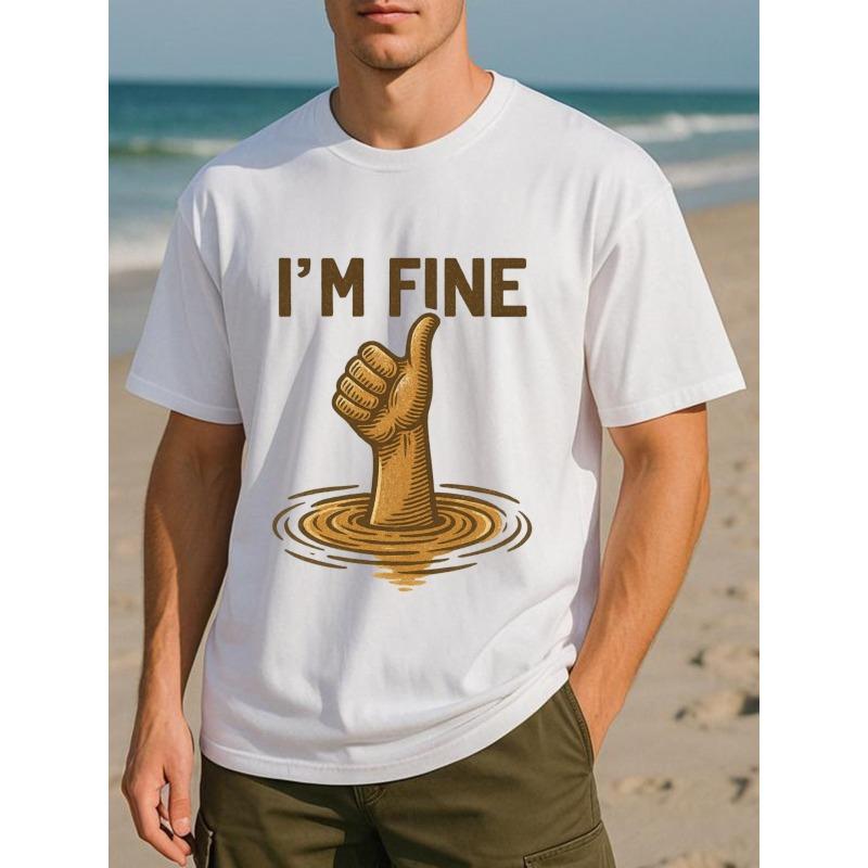 European Size Men'S Funny Thumbs Up Graphic T-Shirt - with Print, Breathable Loose Fit Casual Short Sleeve Round Neck Tee for Casual Attire All-Season