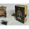 Handgefertigter mystischer Baumdruck Vintage Leder Journal Grimoire Journal Notizbuch