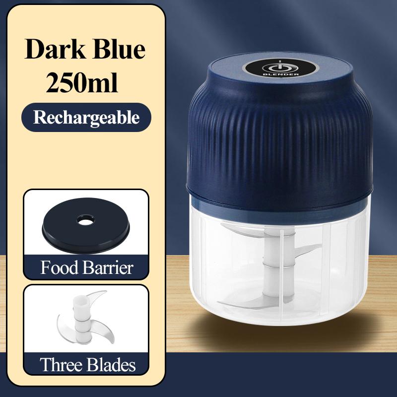 

250ml Mini Wireless USB Rechargeable Electric Vegetable Chopper Garlic Crusher Food Chopper for Kitchen Gadgets for Garlic темно-синього кольору