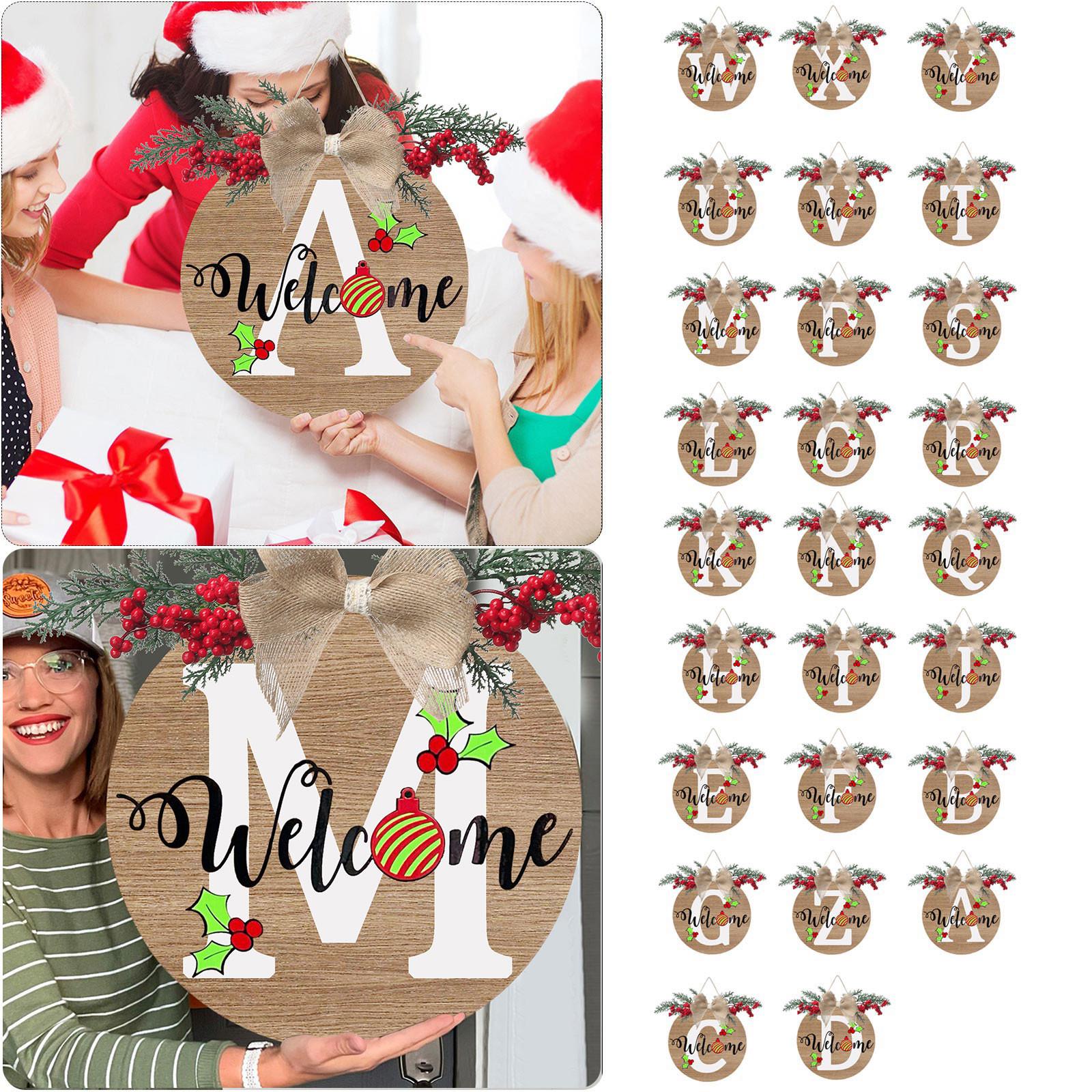 

Рождественская новая фамилия Круглый год Венок на входную дверь, Приветственная табличка на входной двери, Фермерский дом из 26 букв — Венок с эвкалиптом — Венок и бант