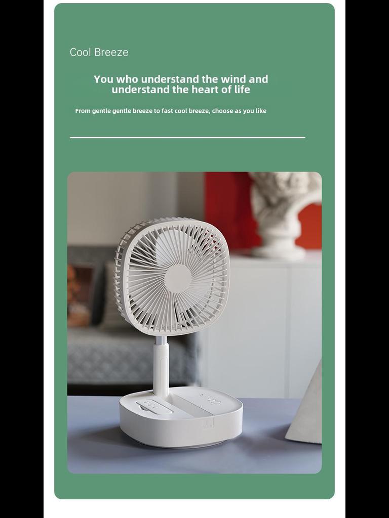 M1Y hordozható teleszkópos összecsukható ventilátor távirányítóval, USB töltéssel, csendes működéssel, fejrázással és időzítő funkcióval.