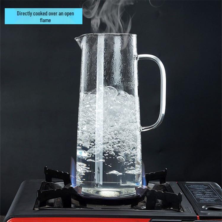 High Capacity Heat-Resistant Glass Kettle with Steel Lid & Filter