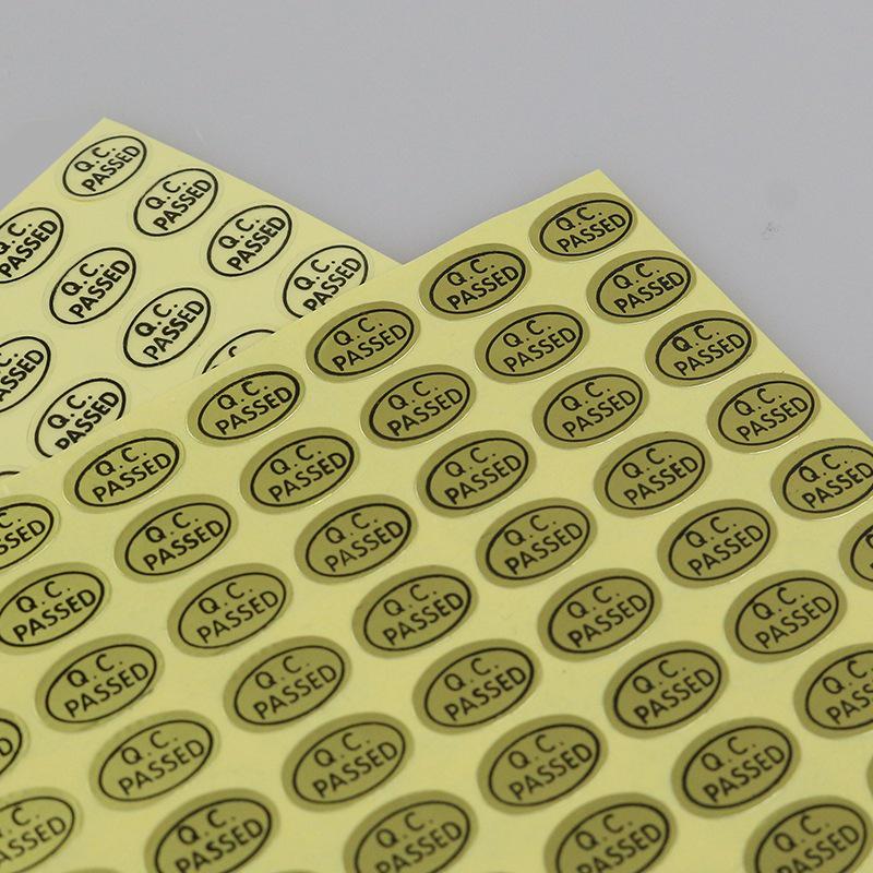 Gold Transparent QC Passed Stickers - Self-Adhesive Product Inspection Labels