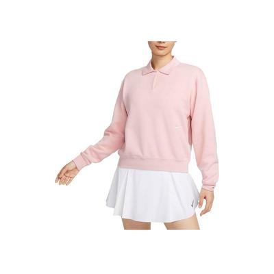 Heritage Polo à Manches Longues Ample Uni pour Femmes Hauts Rose Oxford FZ4338-661