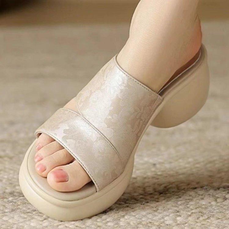 Papuci cu toc înalt cu talpă groasă, moda de vară pentru femei, măresc înălțimea și fac să arăți mai slabă, sandalele versatile sunt la modă și de înaltă calitate