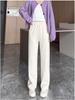 Women's High-Waisted Velvet Straight-Leg Pants - Fleece-Lined, Slimming, and Versatile for Autumn and Winter