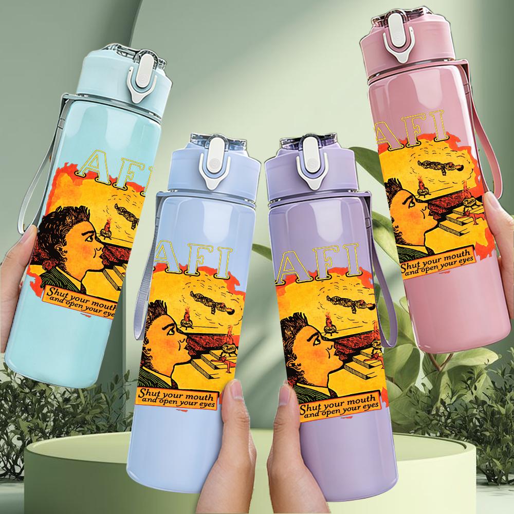 1PC Yellow Sun Mountain Retro Landscape Print 750ml Portable Sports Water Bottle Leakproof Gym Outdoor Travel Drink Cup