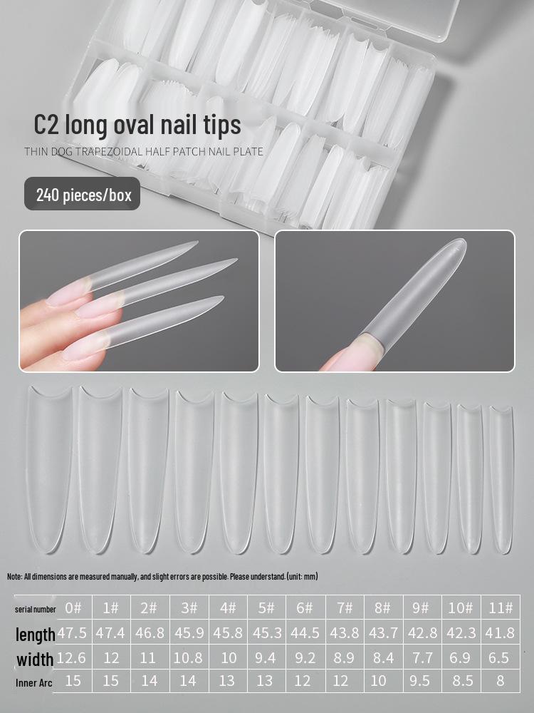 

Коробка на 240 штук: Прозрачные Очень Длинные Типсы для Ногтей – Полное Покрытие Овальный Искусственный Нейл-арт