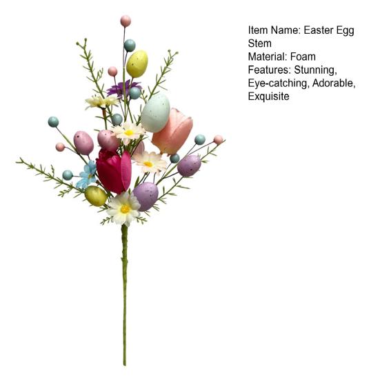 Easter Egg Stem Spring Floral Berry Picks Artificial Twig Branches with Pastel Eggs Berries