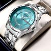Men Quartz Watch with Stainless Steel Band Fashion Simple Style Wristwatch with Day Date Calendar Display