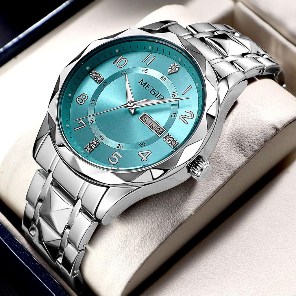 Megir Men Watches Waterproof Stainless Steel Date Watch Man Waterproof Quartz Luminous Wristwatch Relogio Masculino