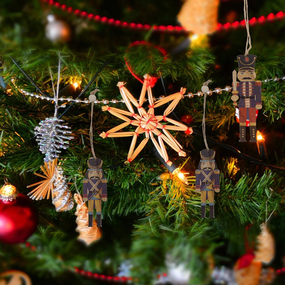 

18 шт. Подвеска Солдат из грецкого ореха Уличный декор Щелкунчик Аксессуары Щелкунчики Поделка Деревянный Рождественский подарок Ребенок Подвесной 9.5X 3CM