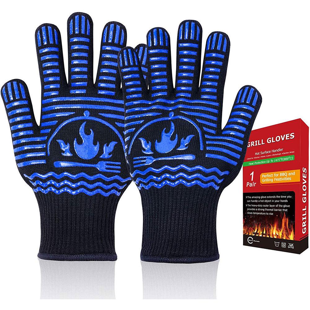 High Temperature Resistant 500/800 Degree Microwave Oven Silicone Non-slip Gloves, Heat Insulated Barbecue Oven Gloves