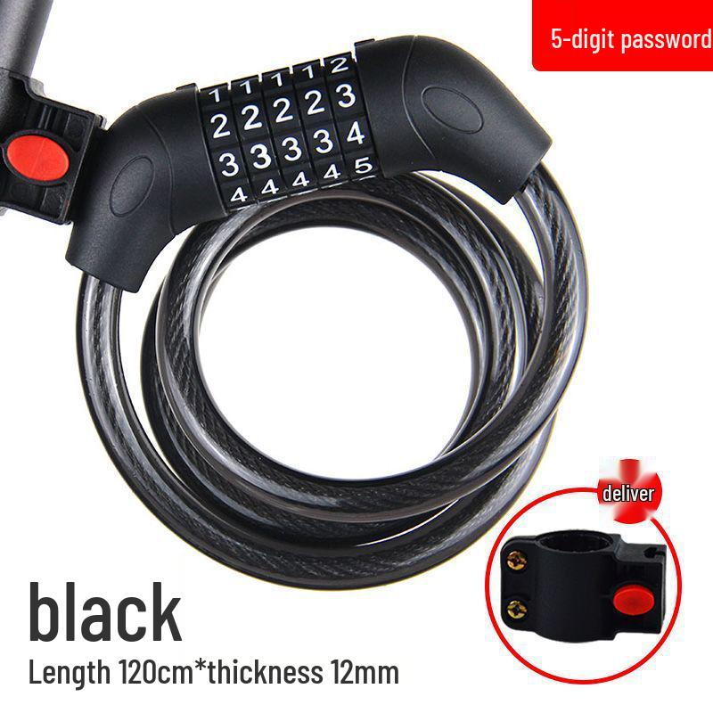 Five-Digit Combination Bicycle Lock: Portable Anti-Theft Steel Cable for Bikes and Electric Vehicles.