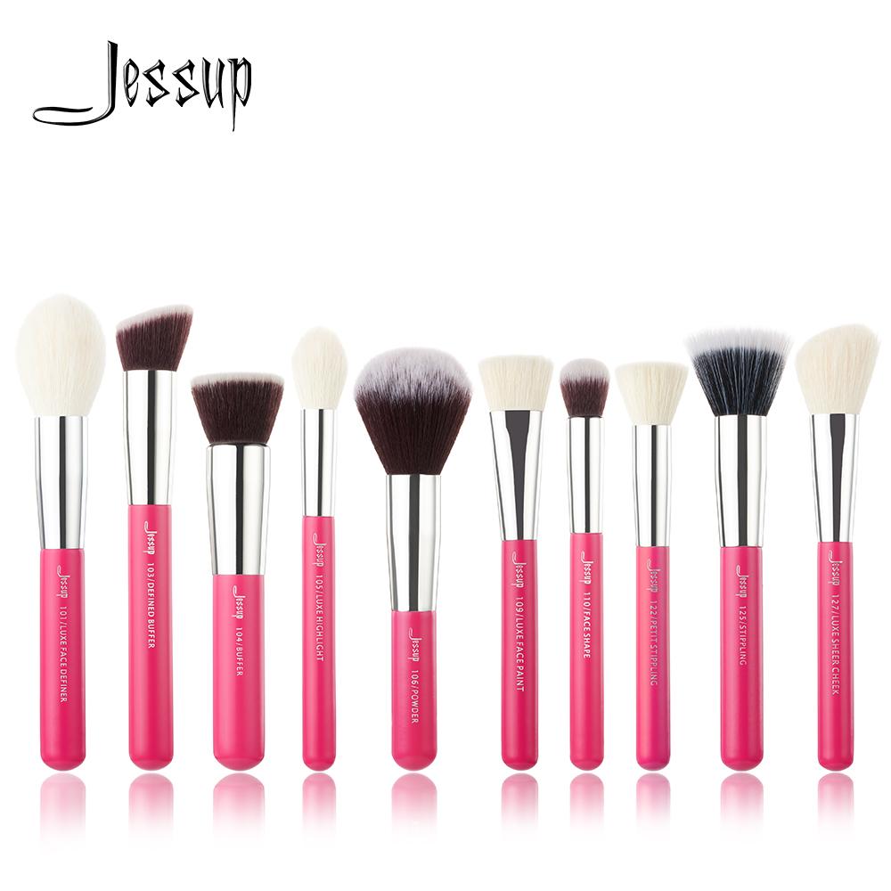 Buy Jessup brushes 10pcs RoseCarmin/Silver Face Makeup brushes set