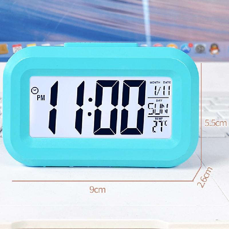 

Мультяшные детские мини электронные часы-будильник с отображением температуры, ночником для декора детской комнаты синий