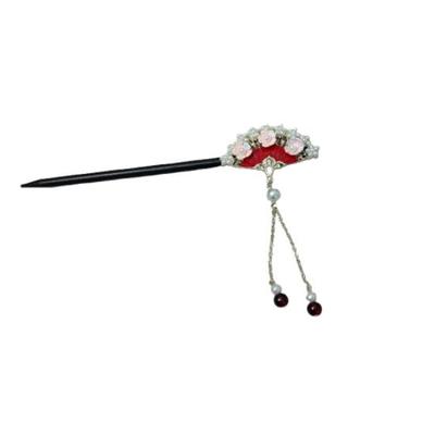 China Wind Handmade Hairpin Hanfu Head Accessory Folding Fan Hair Clip Pearl Shell Flower Hairpin Ancient Style Retro Hairpin