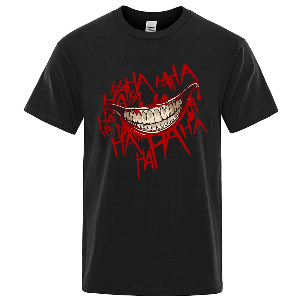 Evil Clown Smile Printing Tops Men Women Casual Tee Clothes T-Shirts Crewneck Summer T-Shirt Sweat Cotton Loose T Shirt Couple
