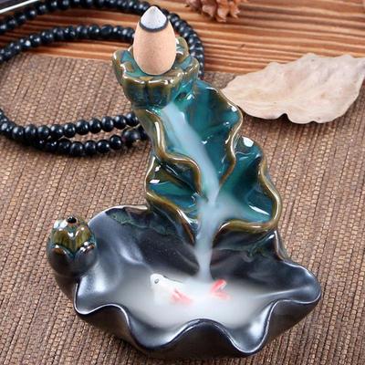 Cone Incense Burner Ceramic Incense Fountain Burner Holder Indoor Aromatherapy Ornament Zen Decor For Home Office Meditation